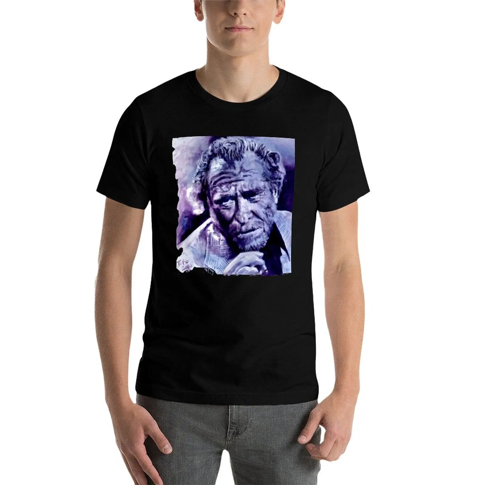 

BUKOWSKI - Original painting T-Shirt t shirts for man pack white t shirts for man slim fit t shirt man luxury T-Shirt