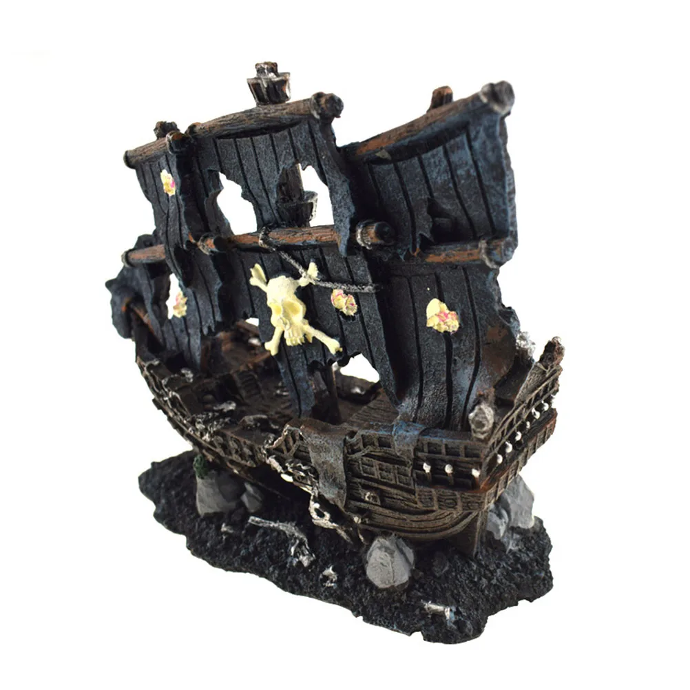 

Artificial Sunken Ship Resin Decoration Broken Ship Aquarium Fish Tank Landscape Ornament for Aquariums Fish Tank Decoration