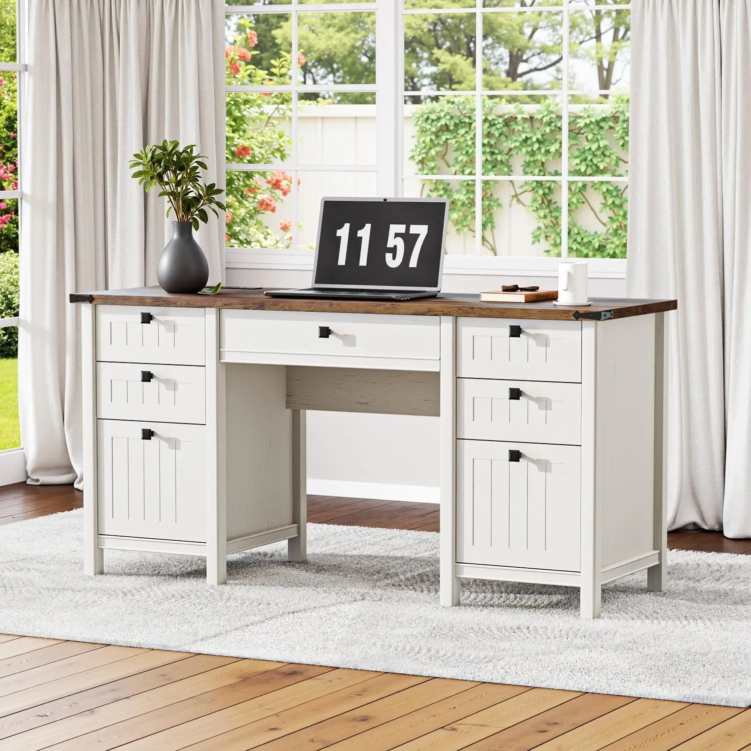 Farmhouse Executive Desk with Power Outlets 62