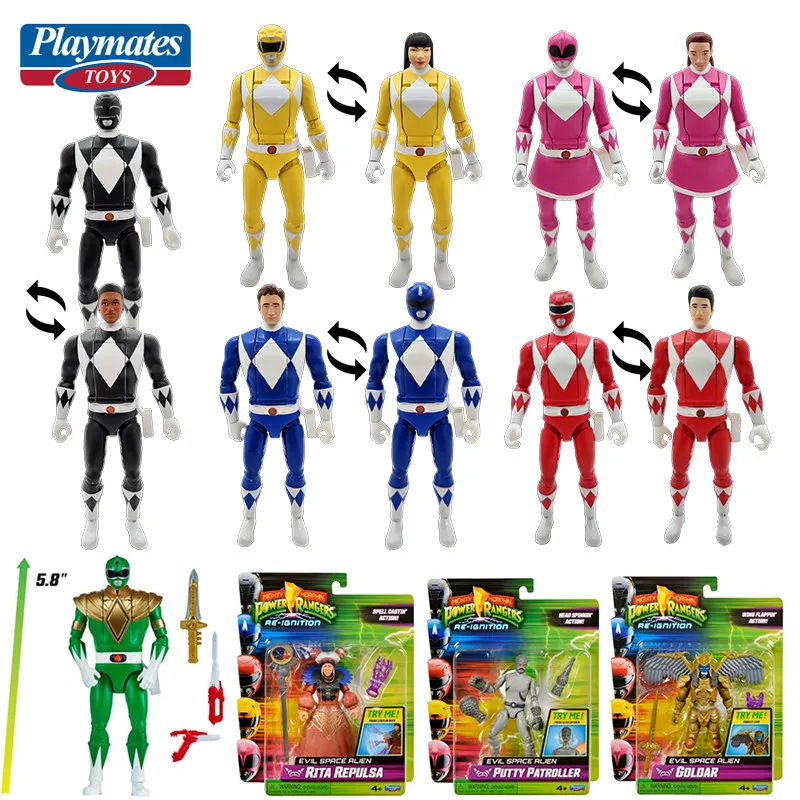 Figurine de collection Playmates Mighty Morphin Power Rangers Green Ranger Auto Morphin pour collection, hobby et décoration
