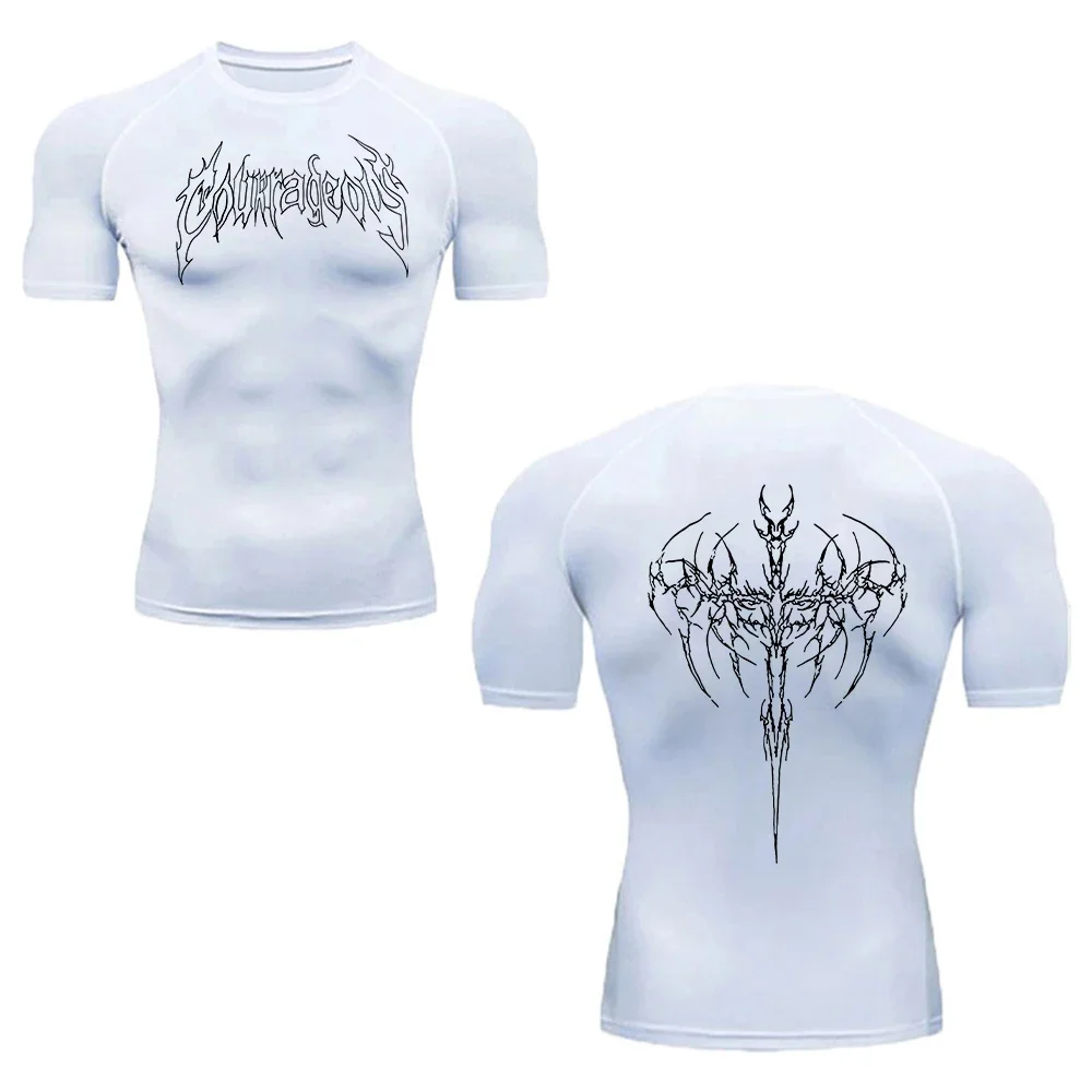 

Мужская модная компрессионная футболка с принтом, быстросохнущая, с коротким рукавом, летняя, легкая, дышащая, для активного отдыха, фитнеса и тренировок