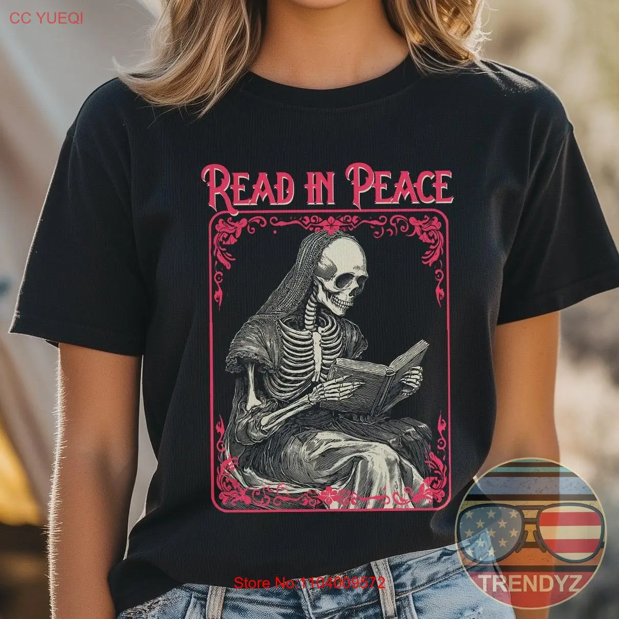 

Read in Peace Скелет Reader для любителей книг на Хэллоуин Футболка с длинными или короткими рукавами