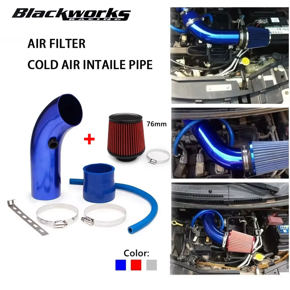 3 Kaltluftansaugrohr-Kit & 76mm Luftfilter Auto Kaltlufteinlass Turbo Luftfilter Aluminium Induktionsfluss Schlauchrohr-Kit