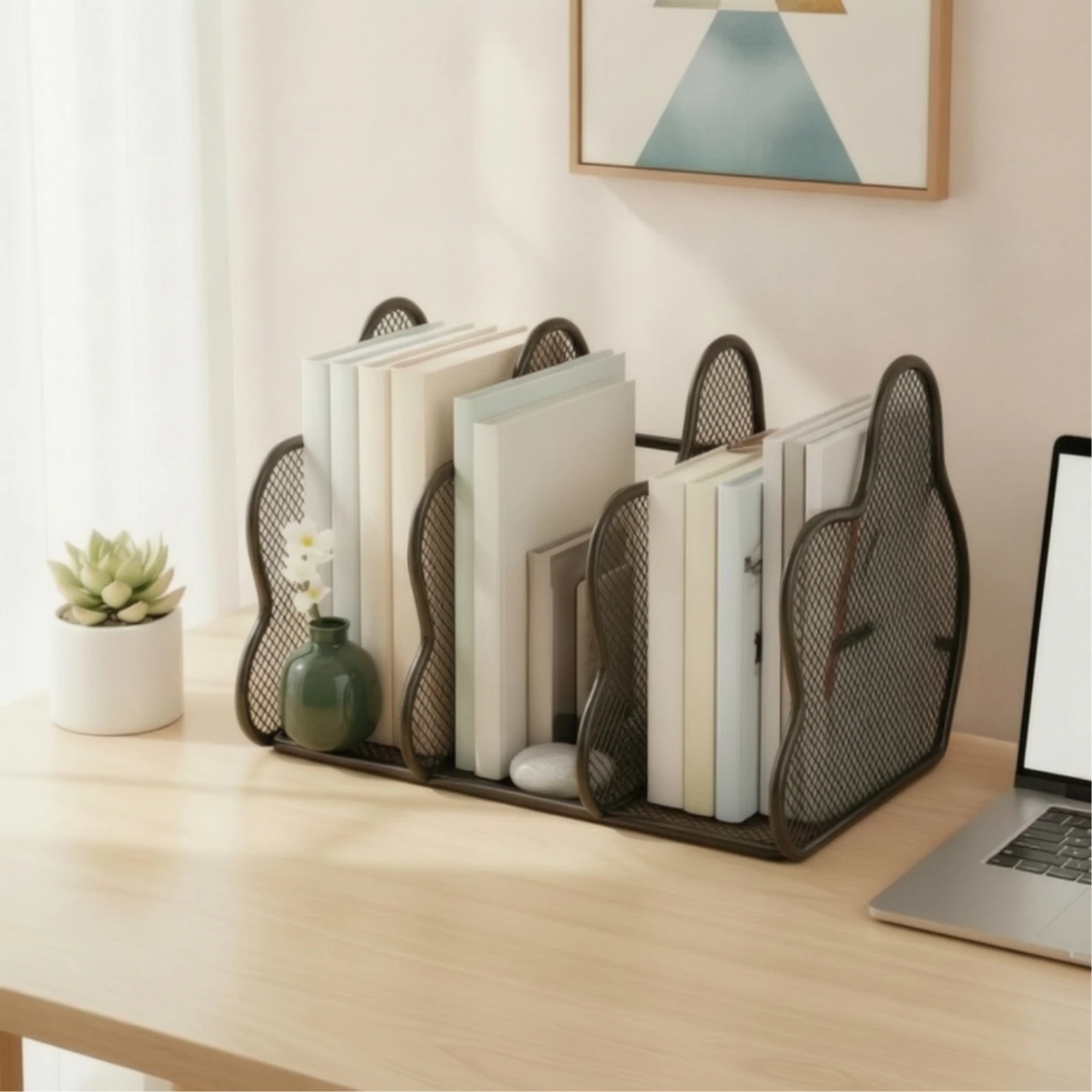 Upright Mesh Desktop Organizer Large Vertical File Organizer Metal File Holder Sturdy Freestanding for Professionals