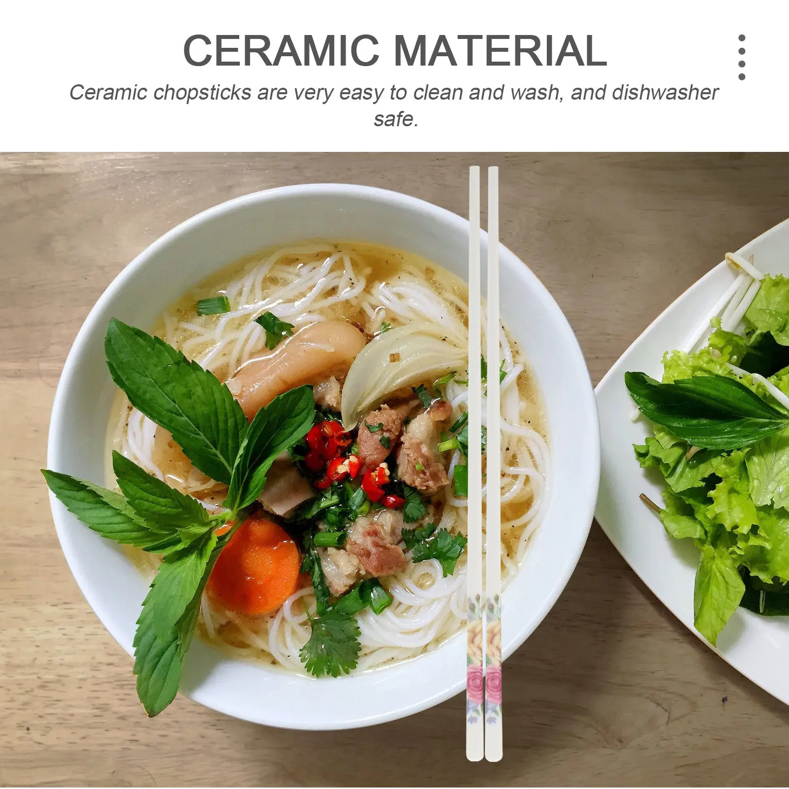 5Pairs Ceramic Chopsticks Anti-Slip Texture Portable Reusable Stylish Elegant for Home Outdoor Dining Dishwasher Safe Kitchen