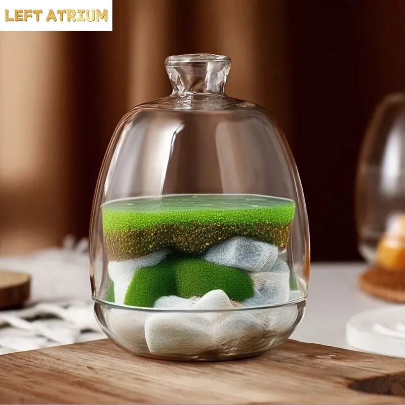 Micro Landscape Ecological Moss Glass Bottles With Lid Glass Vase Green Plant Microecological Glass Terrarium Vegetation Contain