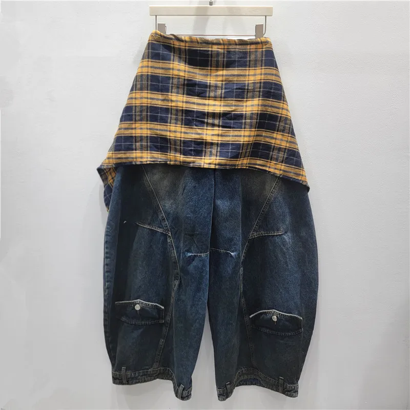 2025 Fall New Arrival Women's Vintage Distressed Straight-Leg Curved Denim Jeans- Deconstructed Silhouette & Heavy Washed Design