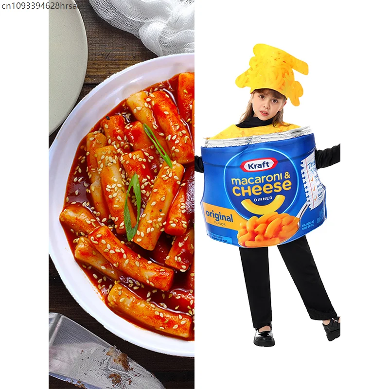 وصل حديثًا لعام 2025 فستان طعام جبن معكرونة للفتيات للأولاد والأطفال أزياء الهالوين ماك والجبن #6