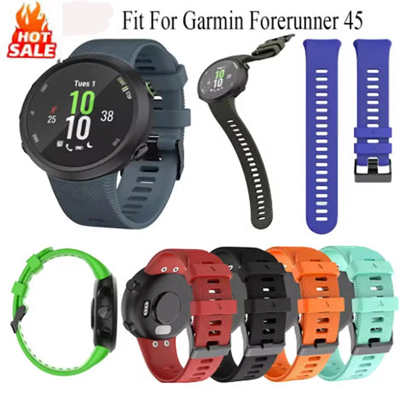 

20mm Soft Silicone Watchband Strap for Garmin Forerunner 45 Fashion Sports Replacement Strap Smart Bracelet Watch band Wristband