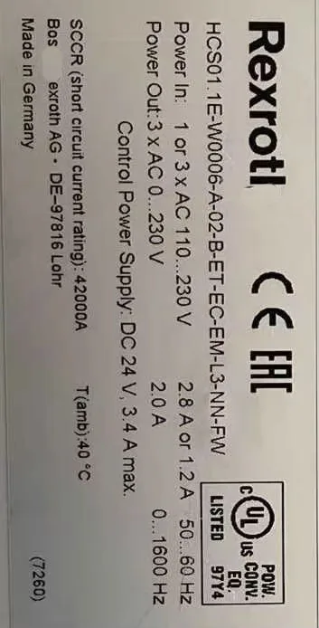 HCS01.1E-W0006-A-02-B-ET-EC-EM-L3-NN-FW Сервопривод для Rexroth