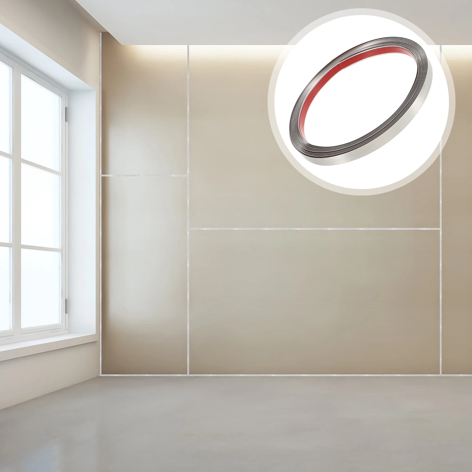 

Молдинг из нержавеющей стали 5 м x 1 см, самоклеящийся, для декора стен, плитки для камина, бесшовная отделка, декоративный молдинг