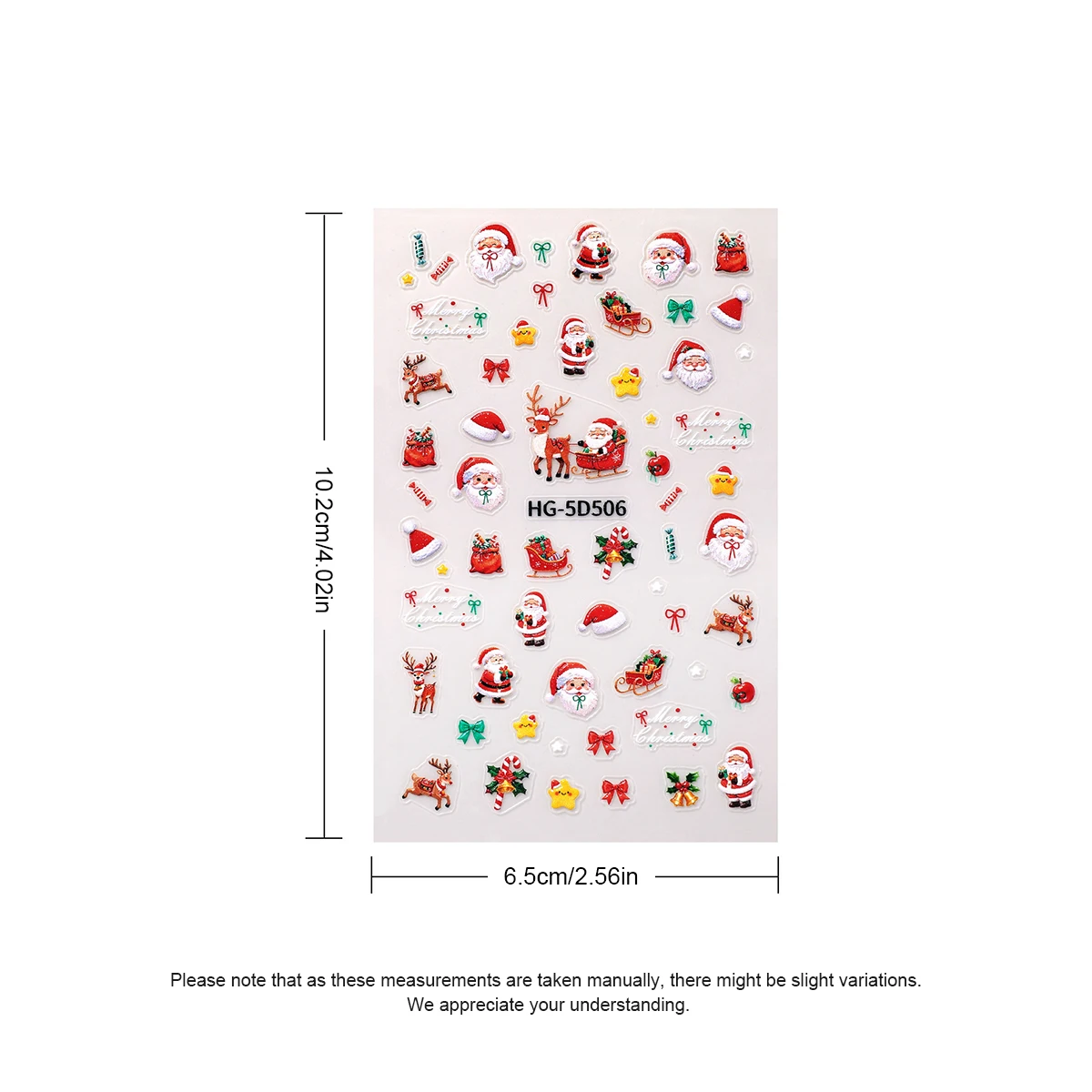 1/5 pezzi nuovi adesivi natalizi 5D simpatico cartone animato Babbo Natale fiocco di neve festival tenda piccoli adesivi accessori per la decorazione di unghie fai da te