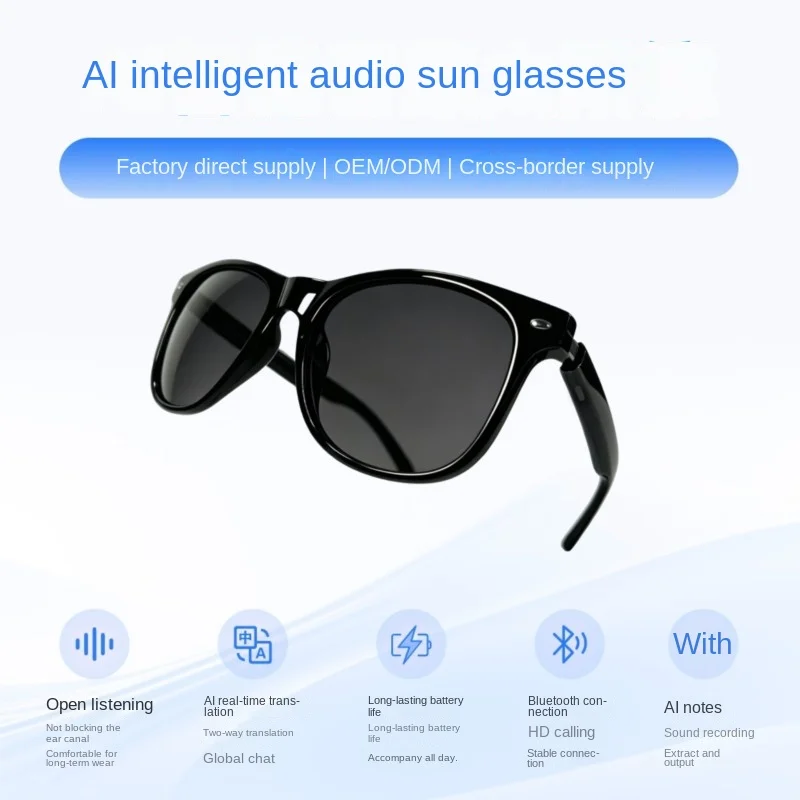 AI Ultra Lightweight Slim Leg Real-time Translation Conference Recording Transcription Bluetooth Smart Glasses 2026 DropShipping