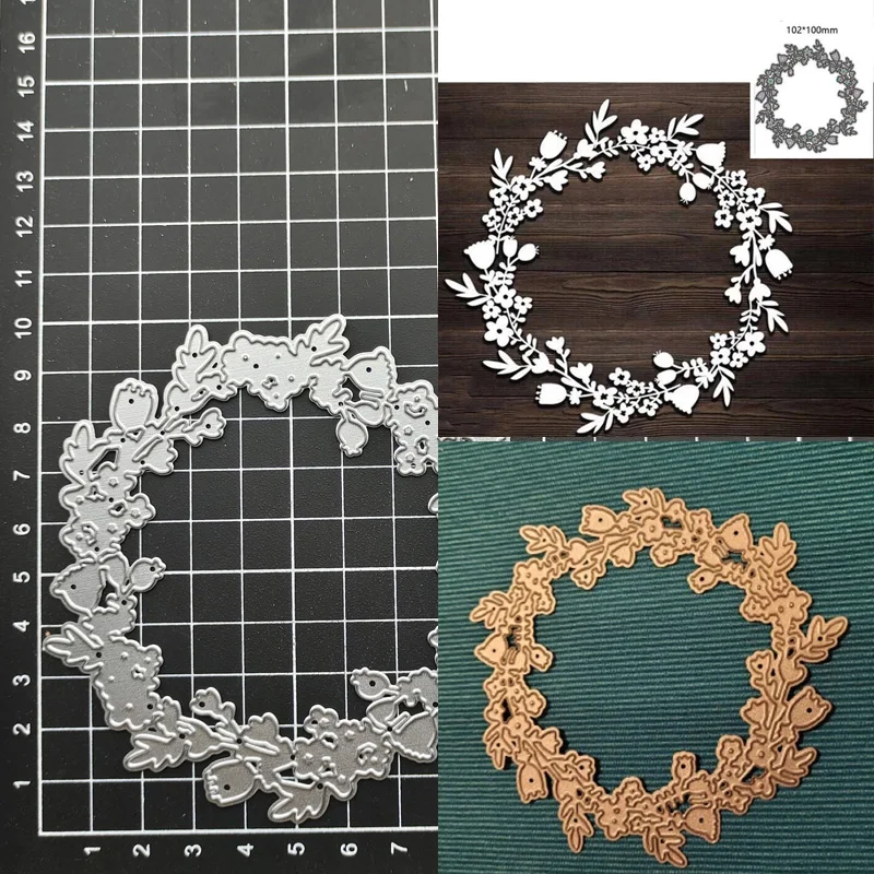 

Flowers Wreath Metal Cutting Die Stencil for DIY Scrapbooking Album Paper Card Decor Craft Embossing Die