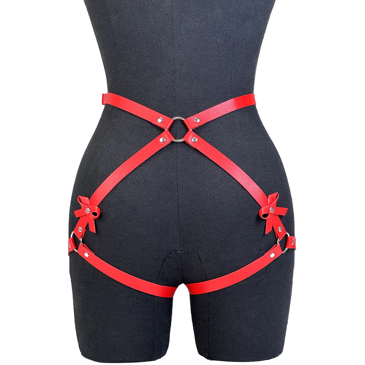 Goth Punk PU-Leder Bein-Harness, Strumpfband und Po-Harness, Modischer Harness-Gürtel, Accessoires für Party und Dating – Detail 18