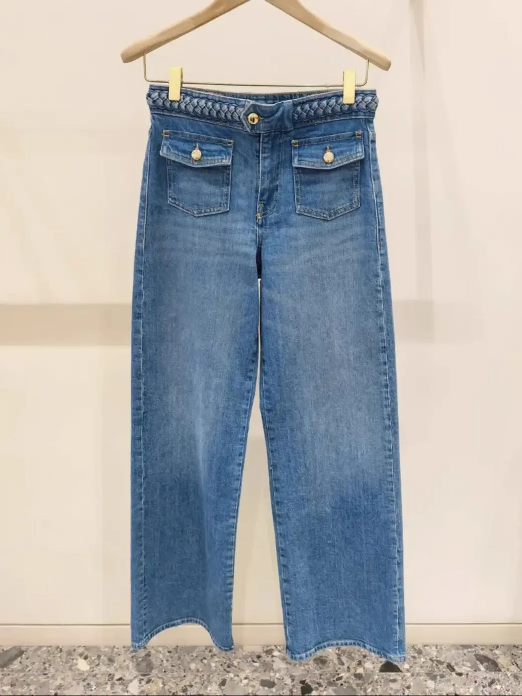 

Twisted High Waist Women Blue Jeans Spring/Summer 2026 Female Loose Trousers Single Button Straight Casual Denim Wide Leg Pants