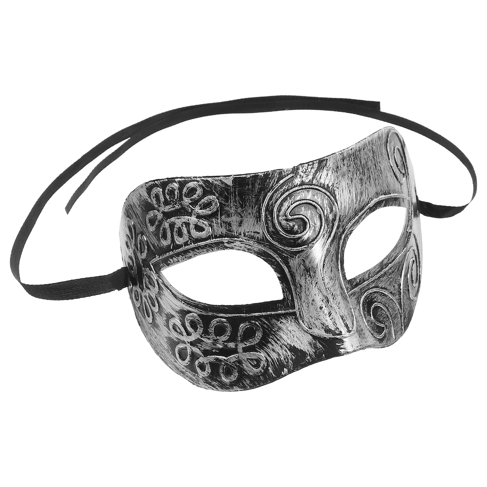 

Museya Silver Roman Fighter Adult Men Masquerade Face Mask Durable Hard Plastic Elastic Band for Halloween Fancy Dress Ball