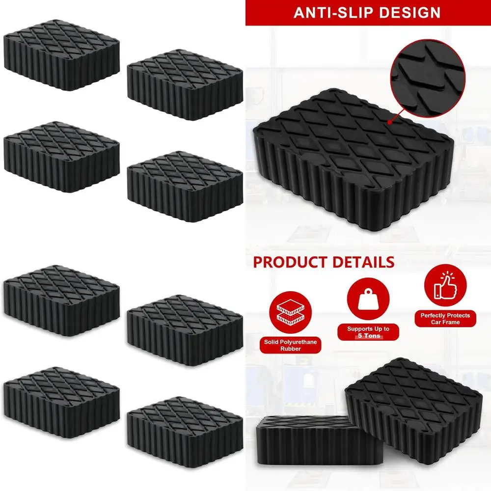 

4-Pack Non-Slip Rubber Jack Pads for Cars, SUVs, and Light Trucks, 12000lbs Capacity, 6-3/8 x 4-3/4 x 2