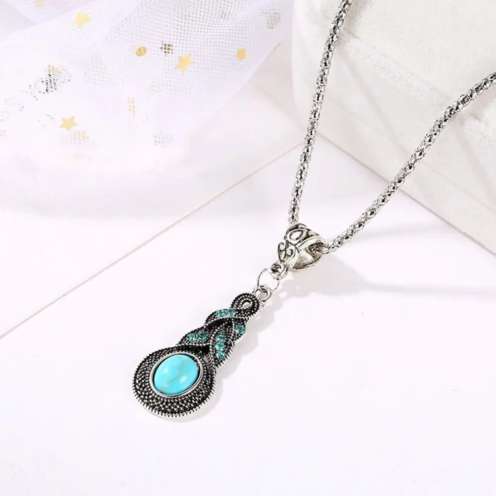 1 Set Women Necklace Earrings Faux Turquoise Vintage Jewelry Set for Party Jewellery For Bride Wedding Jewelry Set