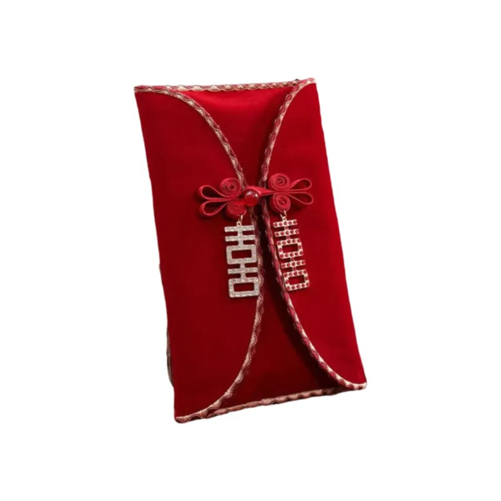 

Chinese Style Embroidered Red Envelope Luxury Traditional Big Red Envelope with Tassel Best Wishes