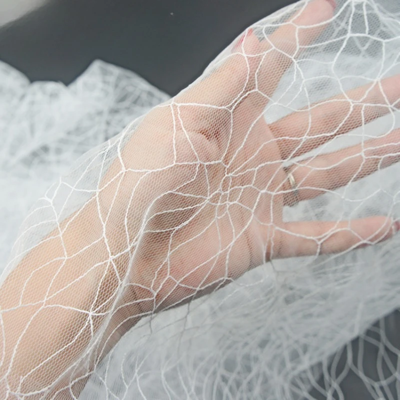 Mistlace Nylon 3D Thick Yarn Iregualr Jacquard Mesh Tulle Fabric Dark Woven Pattern Net Cloth Soft for  Women DIY Sewing ML257