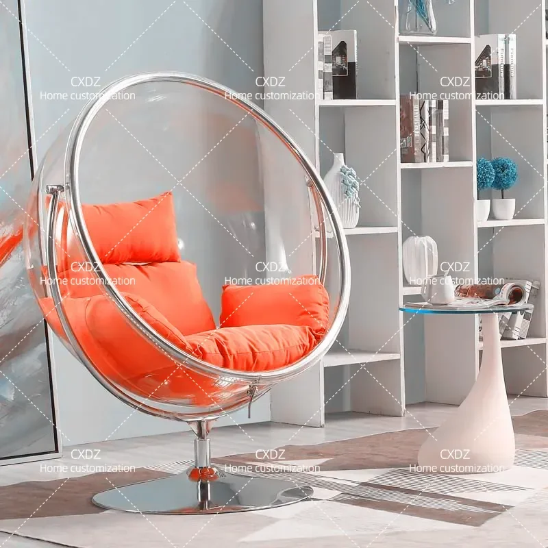 Transparent Acrylic Hanging Chair Hemisphere Bubble Seat with Bracket for Indoor Outdoor Balcony Garden Patio Swing Ball