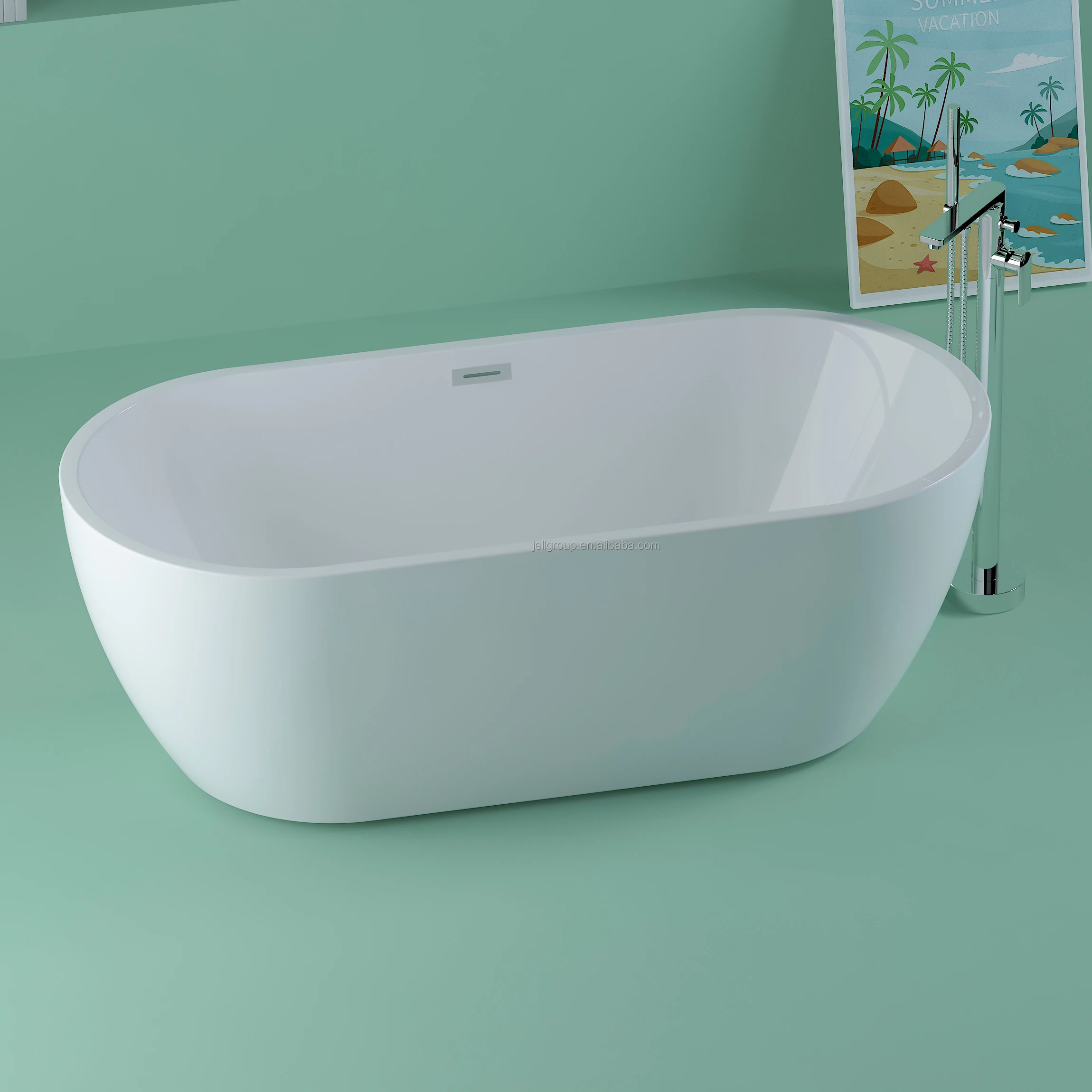 

Wholesale Modern Bathroom Oval Shape Freestanding Bath Tub Bathtub Soaking Bathtub