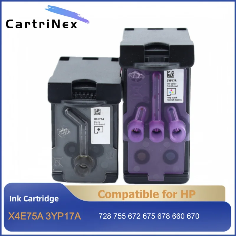 X4E75A 3YP17A Print Head Printhead Nozzle Ink Cartridge Compatible for HP Tank 728 755 672 675 678 660 670 Printer
