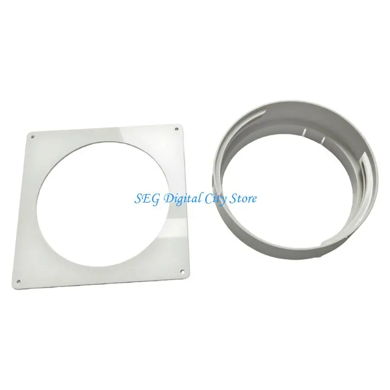 U75B Duct Mounting Base 150 mm Wall Collar Plate with Round Opening, White Plastic Air Passage Fitting for Bathroom Kitchen