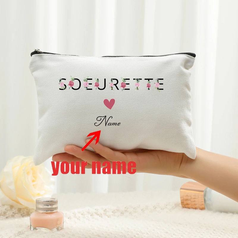 

Персонализированное имя, цветочная совротра, узоры Love You, косметичка, косметичка для туалетных принадлежностей, детский подарок на Рождество и день рождения