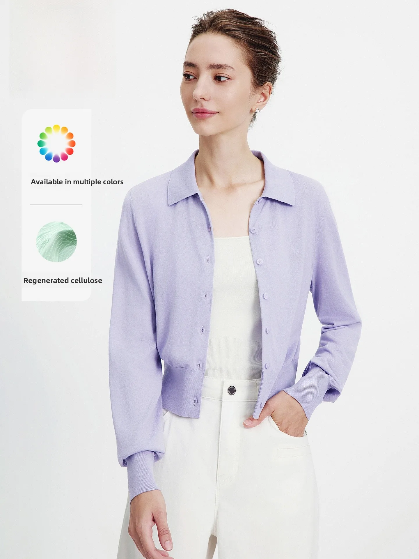 

Navigare Spring 2026 Commuter Women's Fit Knitted Cardigan Collared Open-Sided Sweater Casual Sle Medium Softn Long Sve