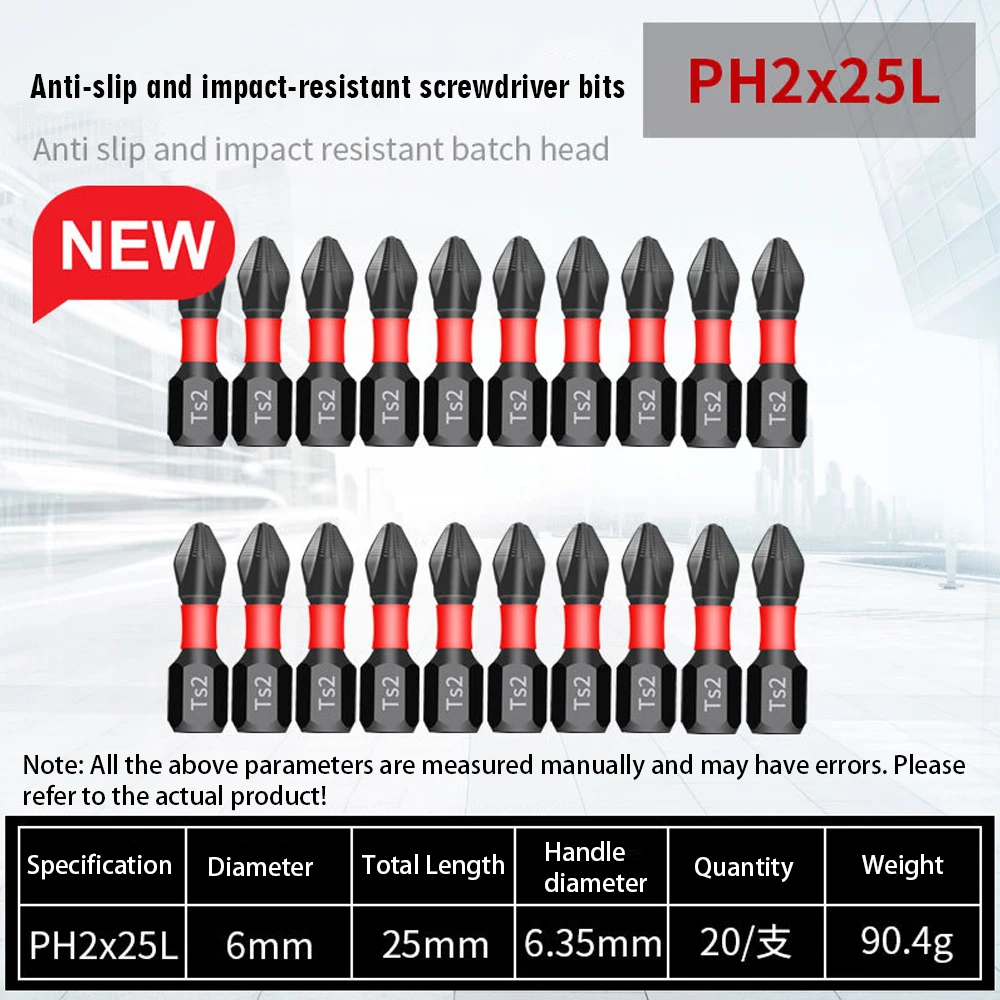 

20PC Impact Magnetic Screwdriver Bits - Short Cross High Hardness Bits Electric/Hand Tools CR-V Steel Anti-Slip Tool Accessories