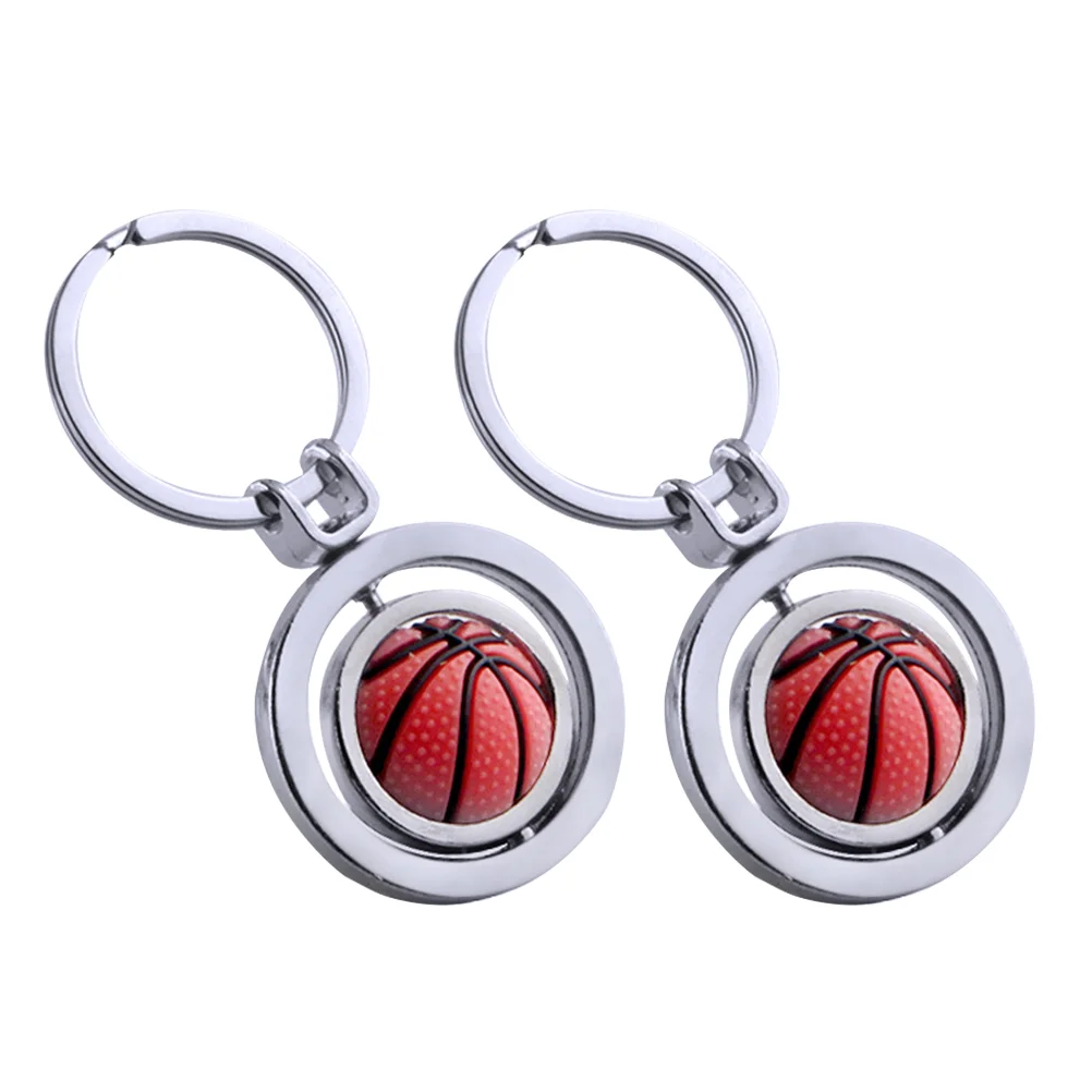 

2 PCS Ball Keychain Rotary Balls Keyring Pendant Sports Fan Present Fob Decorate Adorable Chains Zinc Alloy Decorative