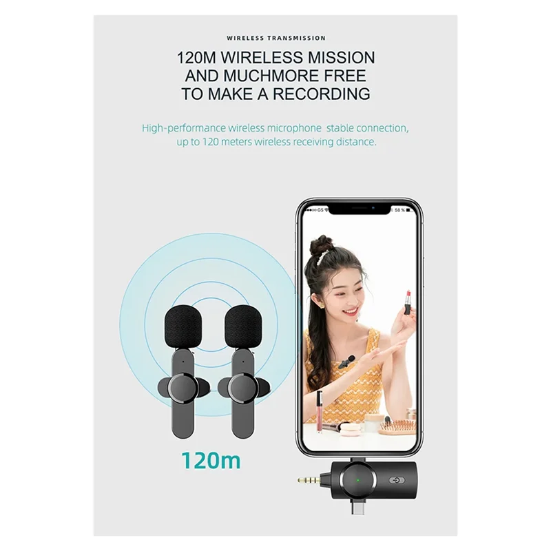 

High Quality 3 In1 Wireless Lavalier Microphone For Interviews Video Podcast For Iphone/For Ipad/Android/Smartphone/Camera/Compu