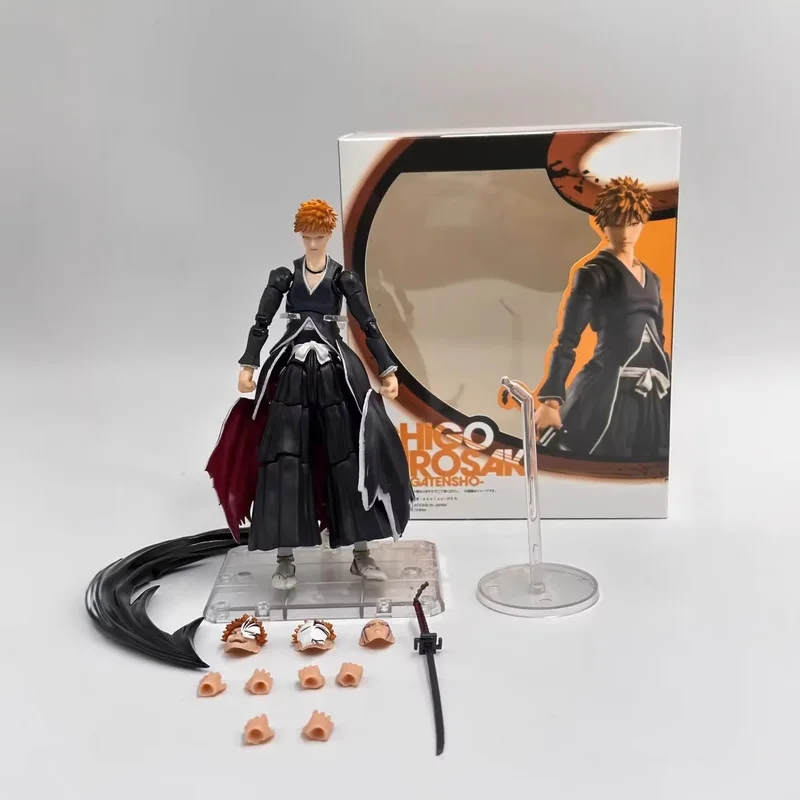 

Shf Ichigo Kurosaki Action Figure Articulated Joints Getsuga Tensho Interchangeable Parts Boxed Bleach Anime Collectible Model