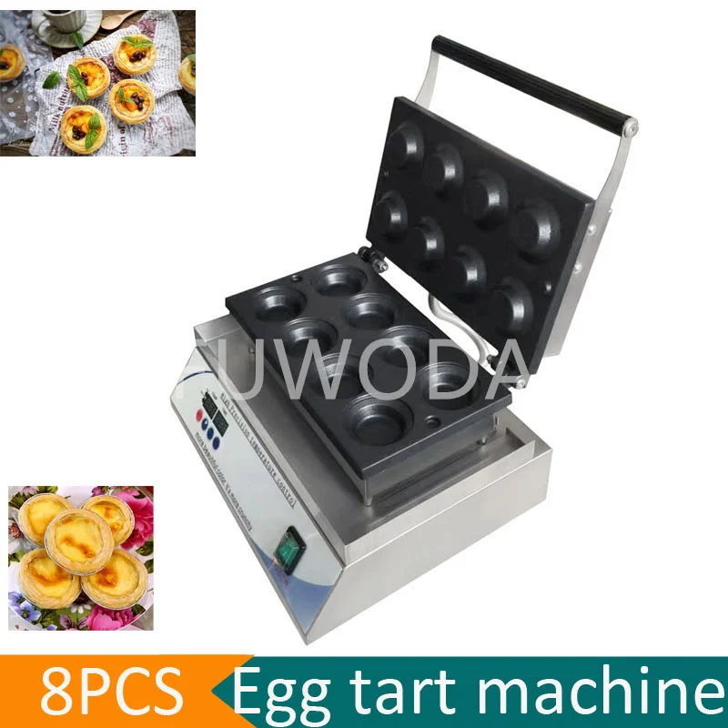 8PCS Waffle Bowl Maker Round Cake Baking Machine Electric Eggs Waffle Maker Non Stick Egg Tart Forming Machine Digital Tartlet