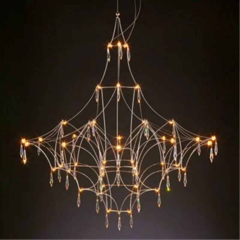 

Italian Postmodern Crystal Duplex Villa LED Pendant Light Luxury Living Room Dining Room Firefly Bedroom Pendant Light