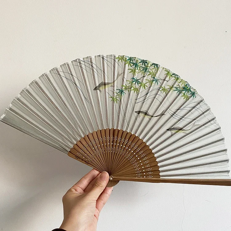 Exported to Japan, the original Japanese style wind fan silk hand-painted 7-inch Chinese style can be matched with Hanfu