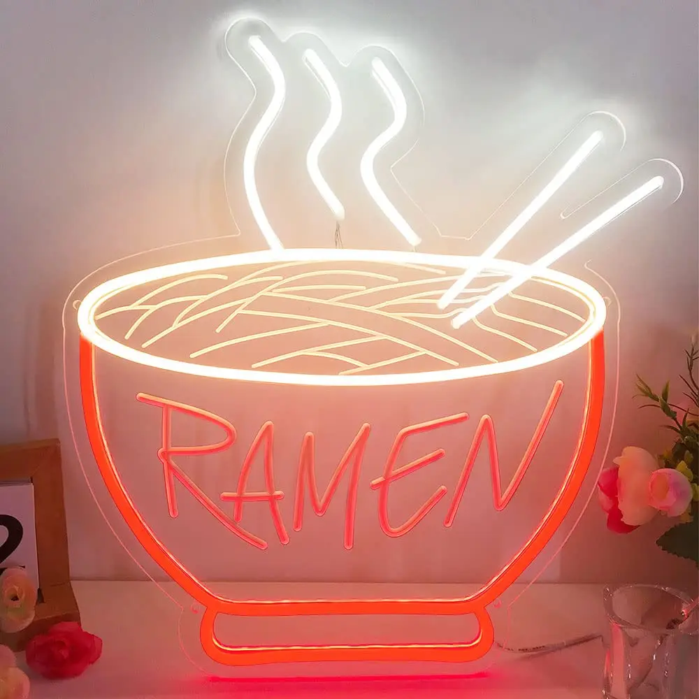 

Unique Ramen Neon Sign LED Light Bulb USB Red Noodles for Shop Restaurant Art Wall Decor