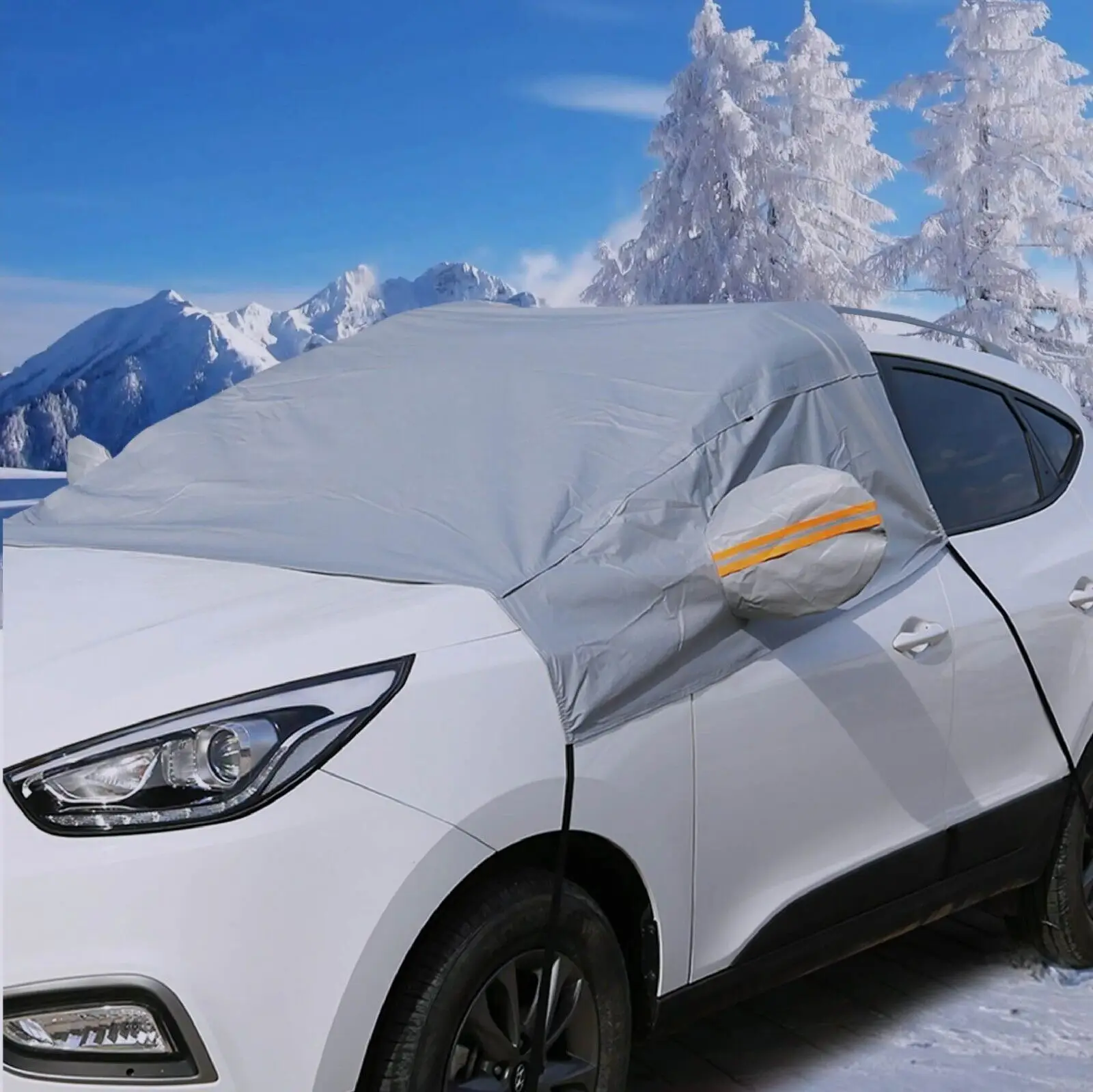 

Car Snow Shield Winter Front Windshield White Snow Shield Car Sunshade Heat Insulation Waterproof Cover Car Accessories
