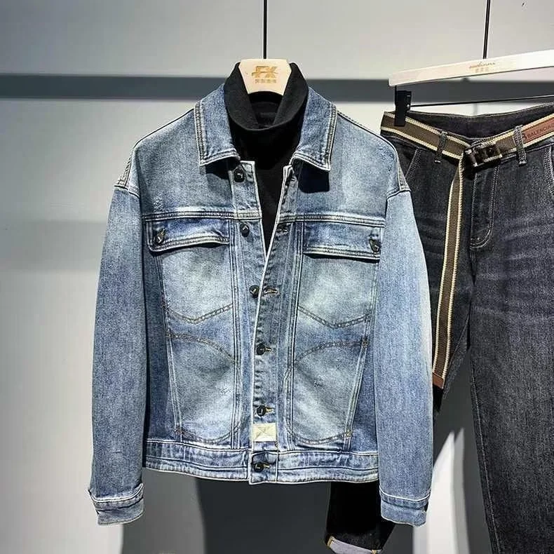 

Повседневная мужская джинсовая куртка, весенне-осенняя модная брендовая куртка, молодежная универсальная осенняя верхняя одежда для студентов на веснушки