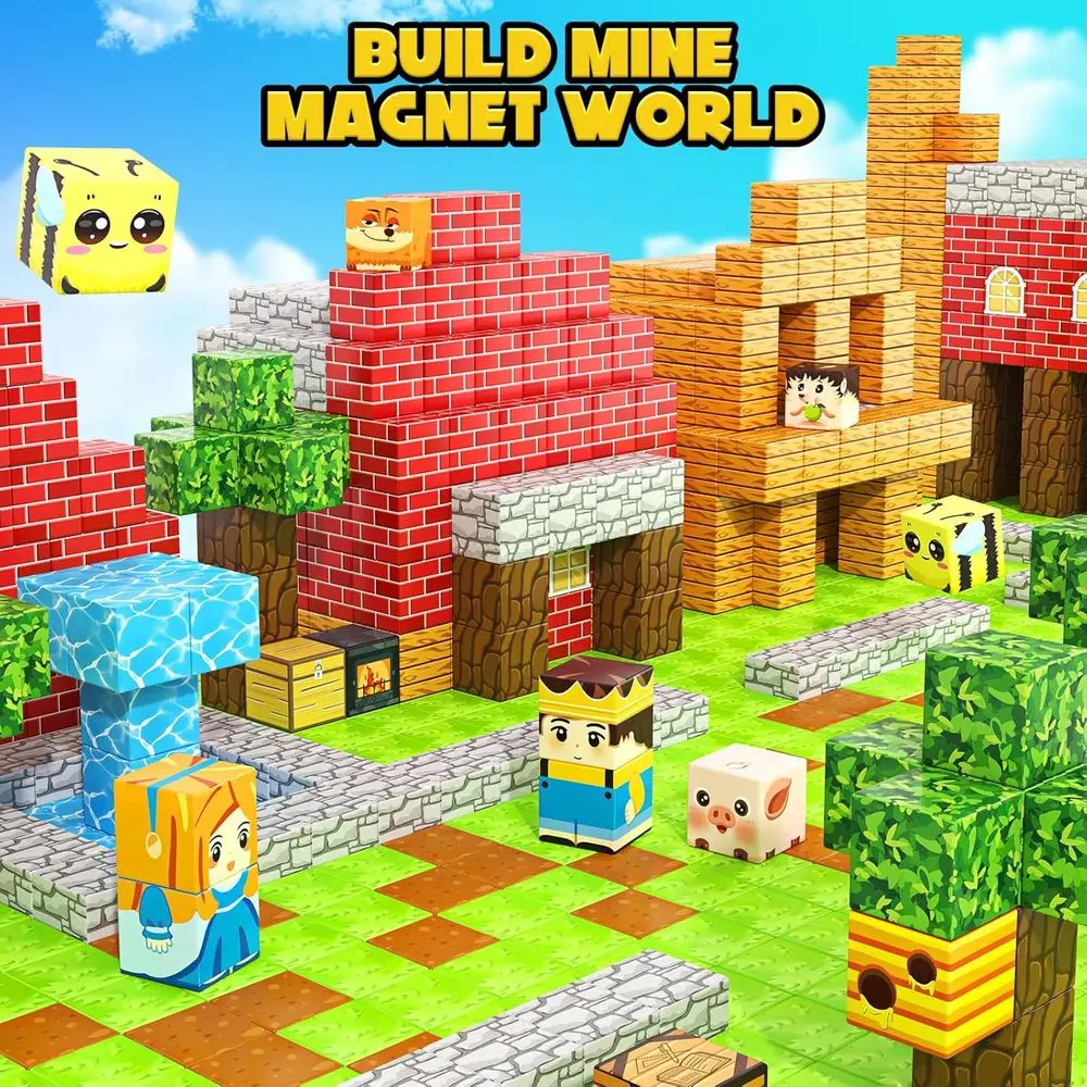 Zestaw magnetycznych klocków kompatybilny z STEM, 100 elementów, idealny dla dzieci w wieku 3-12 lat, zachęca do kreatywnego zabawy dla dzieci.