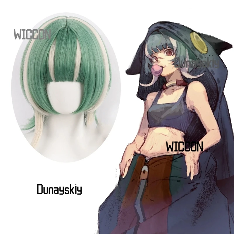 

Gachiakuta Guita, новый парик для косплея для женщин и девочек, зеленый короткий парик, желтый парик с бликами, Kawaii, крутой вечерние, повседневный карнавал, Хэллоуин