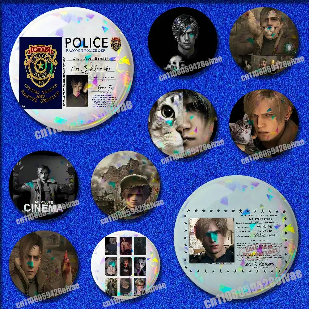 R-Resident E-Evil Leon Kennedy Insignia Badge Cover For Brooch Ornament 75mm 25mm 44mm 32mm 58mm Round Pin
