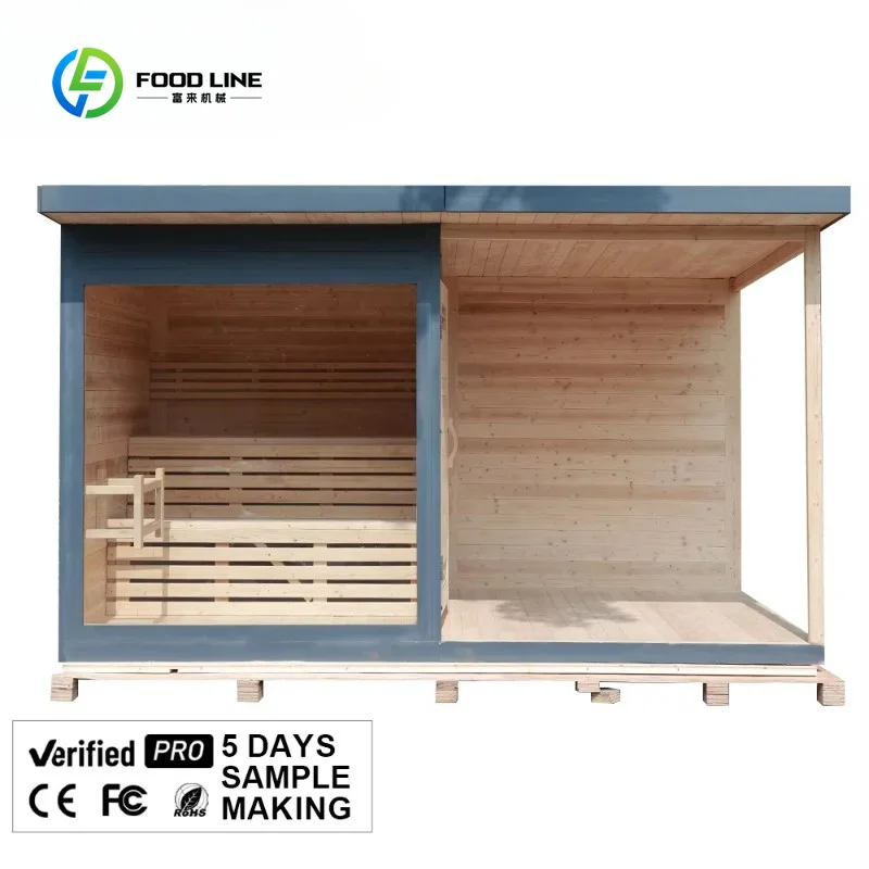 Customized Top Rated 2-4 Person Outdoor Sauna Room Low Noise System Innovative Design Modern Style for Garden Gym Made Hemlock