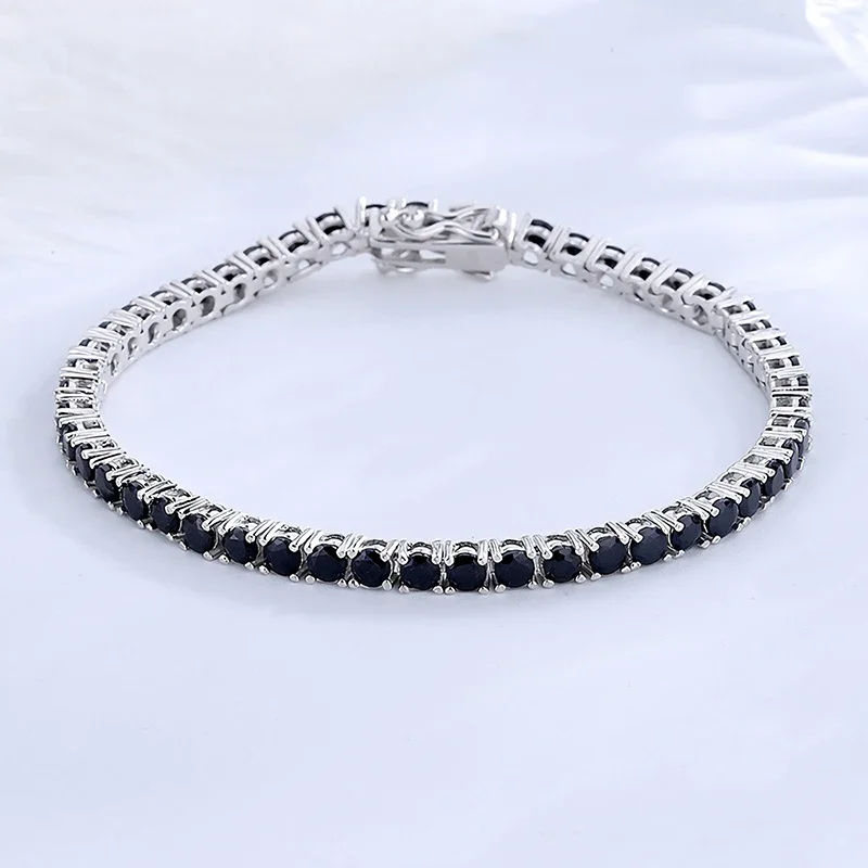 

Black Moissanite Tennis Bracelet for Women Men 925 Sterling Silver Hiphop Party Fine Jewelry Gift With GRA Certificate