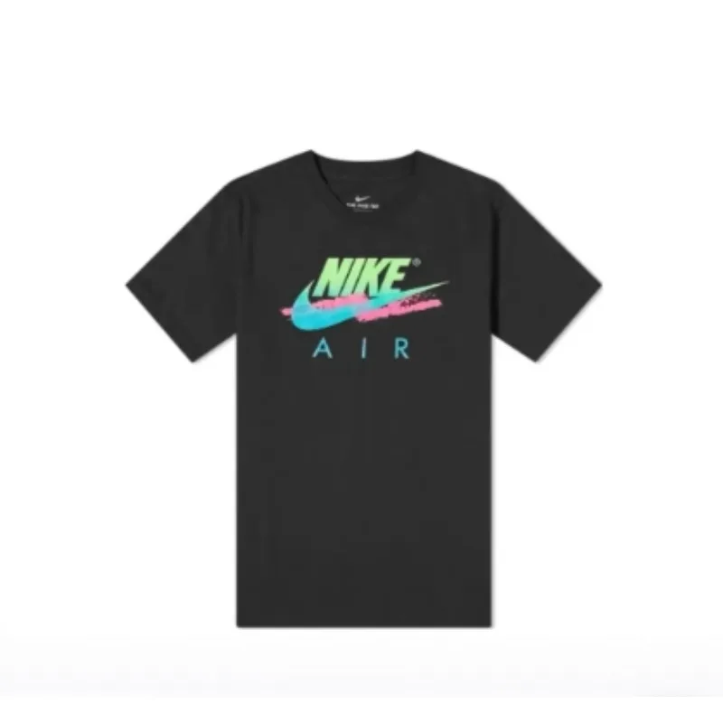 

Футболка Nike для мужчин и женщин, свободный крой, стильная, с принтом логотипа, лето, с коротким рукавом, футболка, черная