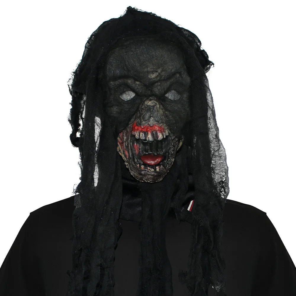 Halloween Skelett-Kopfmaske, Realistische Verbrannte Schädelmaske, Gruselige Schwarze Zombie-Gesichtsmaske für Karnevalskostümpartys – Detail 1