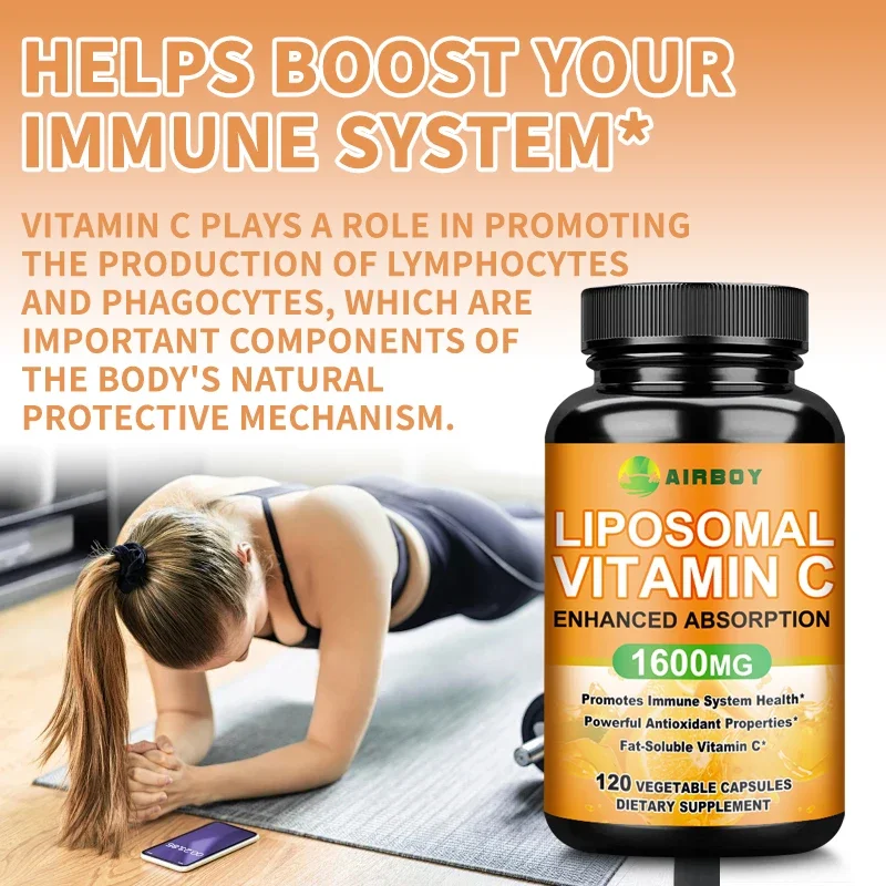 Liposomal Vitamin C 1600mg - Powerful Antioxidant That Boosts Collagen Production and Supports Skin Health