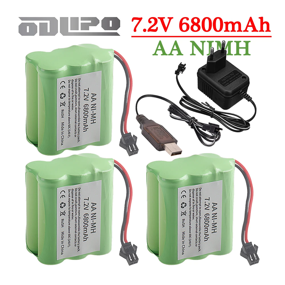 7.2V 6800mah Ni-MH 6*AA Rechargable Battery With SM Plug For RC Truck/ Rc Racing car/ boat model Toys 7.2 v 3000mAh battery Pack